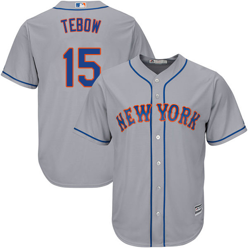 Mets #15 Tim Tebow Grey Road Cool Base Stitched Youth MLB Jersey
